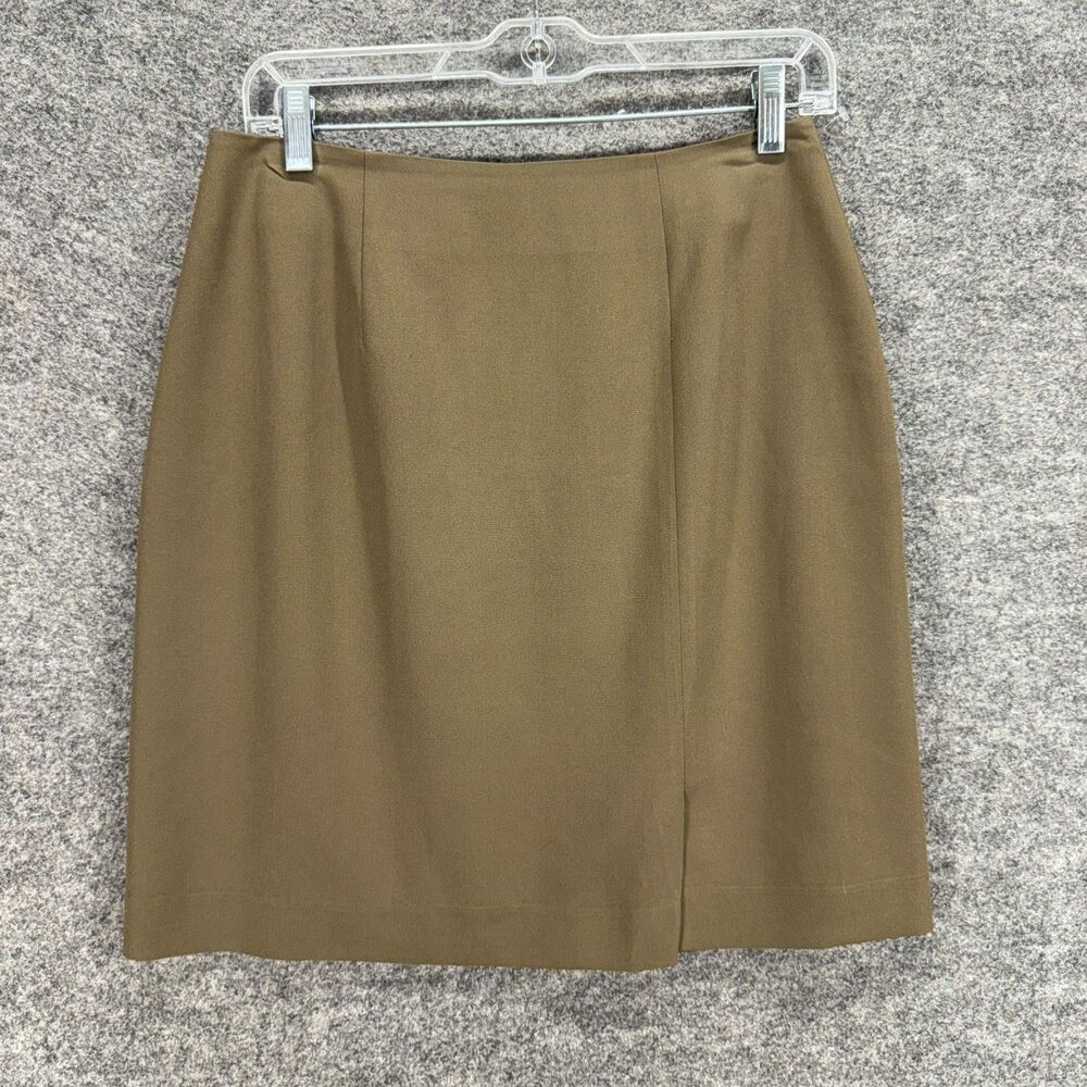 Amanda Smith Skirt Women 10 Brown A-Line Midi Zipper Mid Rise Casual Solid